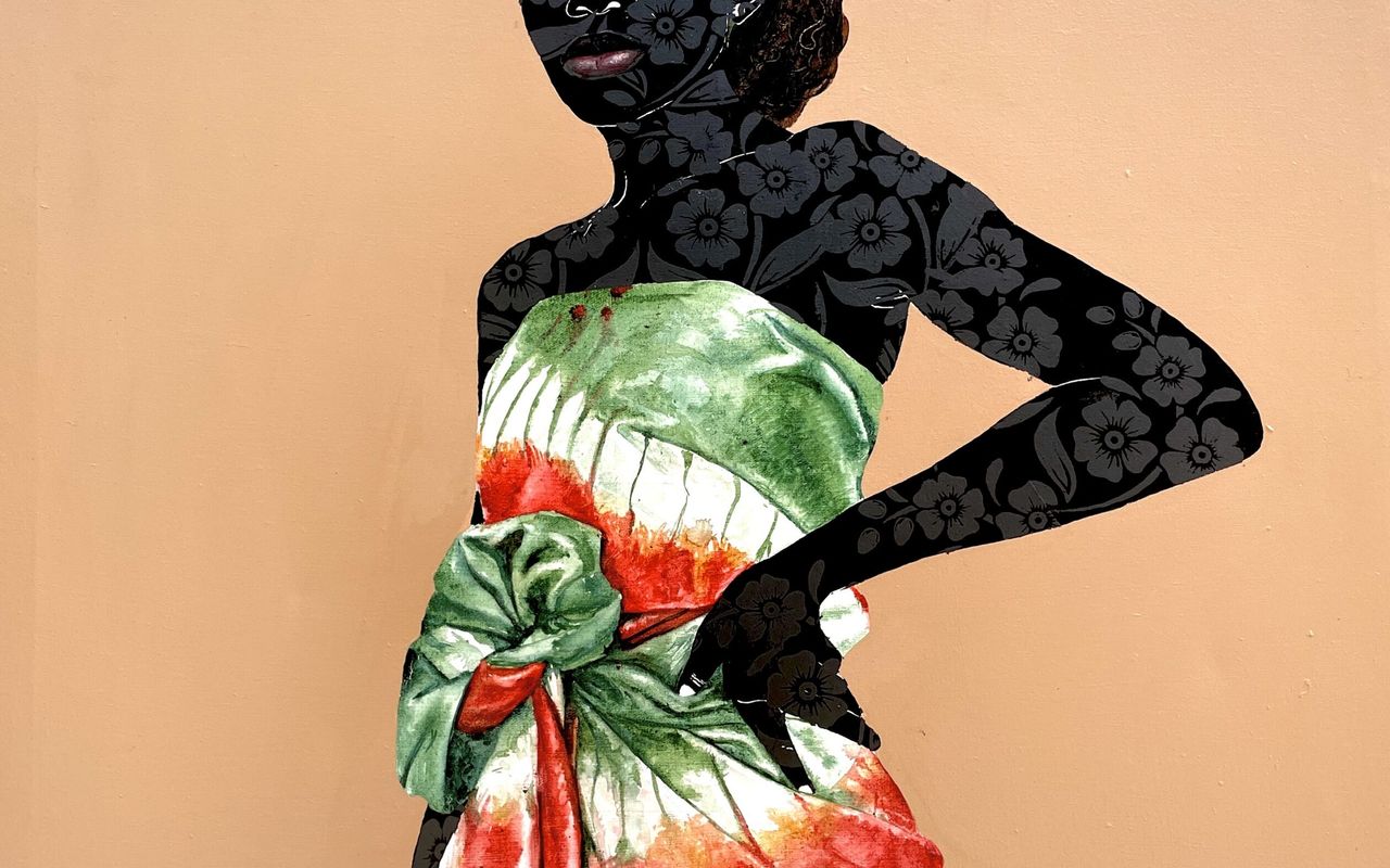 Victor Olaoye - Adesewa, 2022 - Local dye and acrylics on canvas - 91x91 cm - Courtesy African Arty