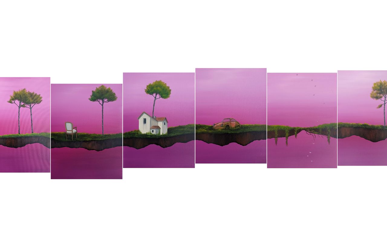Houda Terjuman - Sans Titre, 2025 - Huile et acrylique sur toile - 40x180 cm