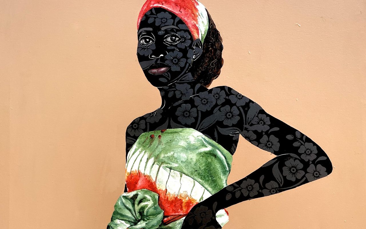Victor Olaoye - Adesewa, 2022 - Local dye and acrylics on canvas - 91x91 cm - Courtesy African Arty
