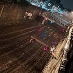 Cordiste UNICORDE en suspension au-dessus des voies SNCF, potence A5, Paris 17