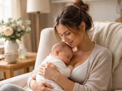 Femme et bébé pendant le post-partum