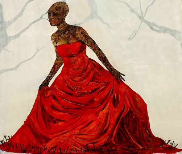 Ange Swana - Earth bride, 2016 - Mixed media (acrylics + oils) on Canvas - 200X200 cm