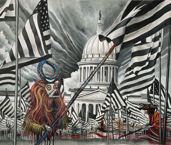 Franck Kemkeng Noah - Intronisation, 2021 - Acrylic on canvas - 100x130 cm - Courtesy African Arty