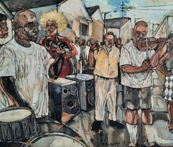 Bayunga Kalieuka - MLK Blvd jam sessions,2016 - Oil on canvas - 122cm x 183cm