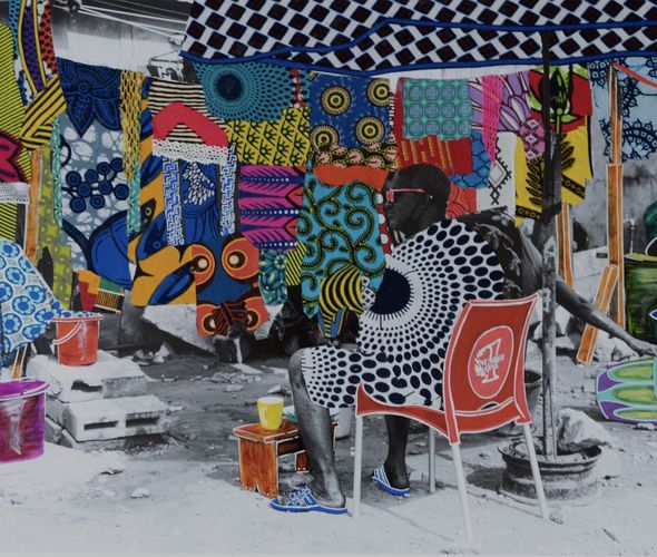 Claire Marboeuf - Jour de lessive, 2021 - Mixed media on photography - 40x60 cm