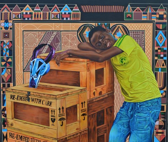 Dieudonne DJIELA KAMGANG, Niyati child, Acrylique sur toile, 130x120cm,