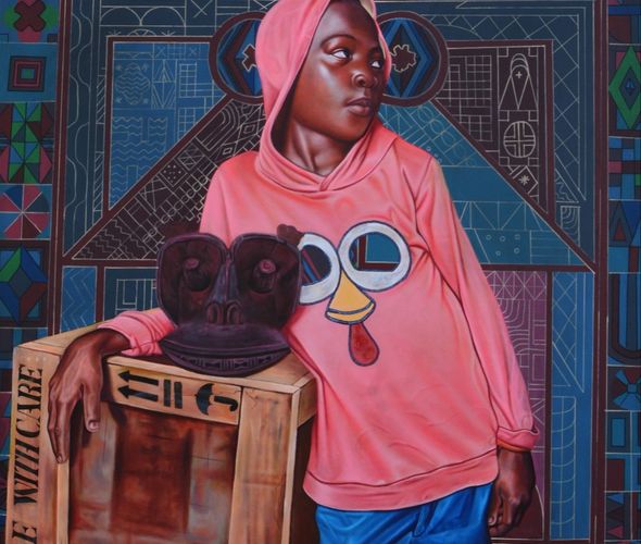 Dieudonne DJIELA KAMGANG - Nkom child - Acrylique sur toile - 120x110cm