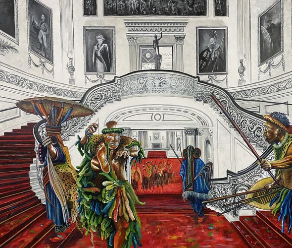 Franck Kemkeng Noah Esprit Zoulous-Bamiléké du Buckingham, 2022 Acrylic on canvas 135x175 cm