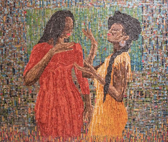 Amadou Opa Bathily - Intimate conversation I - Mixed media on canvas - Courtesy African Arty