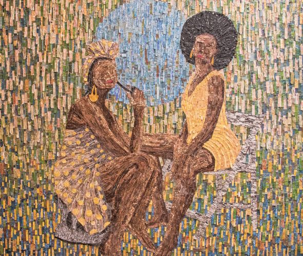 Amadou Opa Bathily - Intimate conversation II, 2022 - Mixed media on canvas - Courtesy African Arty.jpg