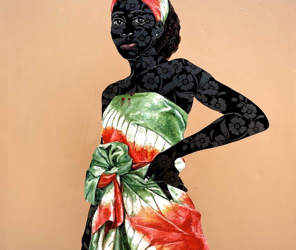 Victor Olaoye - Adesewa, 2022 - Local dye and acrylics on canvas - 91x91 cm - Courtesy African Arty