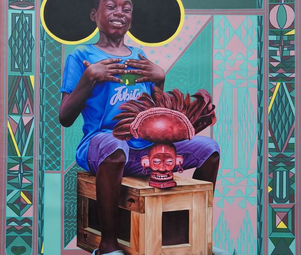 Dieudonne Djiela Kamkang - Chokwe Child - 120x110 cm