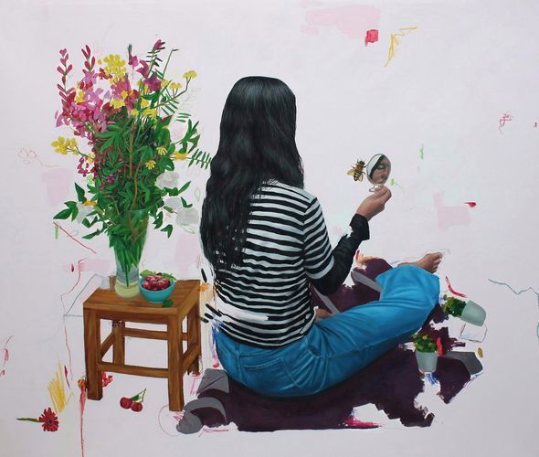 Rahma Lhoussig - I see through the dust, 2022 - 120x130cm - African Arty
