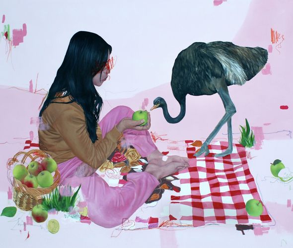 Rahma Lhoussig - Blended, 2022 - Mixed media on canvas - 80x100 cm