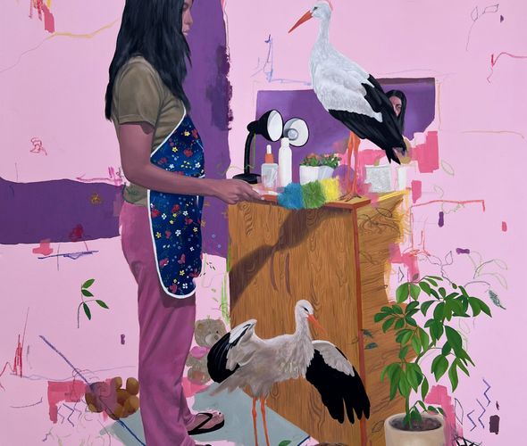 Rahma Lhoussig - Multilayered, 2023 – Technique mixte sur toile – 140x120 cm – Courtesy African Arty