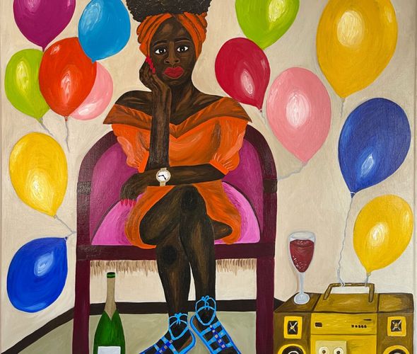 Sophia Oshodin A Farewell to My Problem Days, 2022 Acrylic on canvas 91x91 cm
