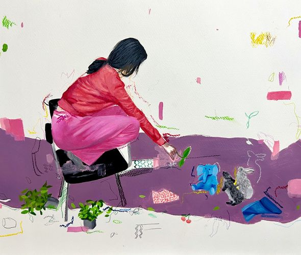 Rahma Lhoussig - Untitled-Mixedtechniqueonpaper-50x35cm-2023