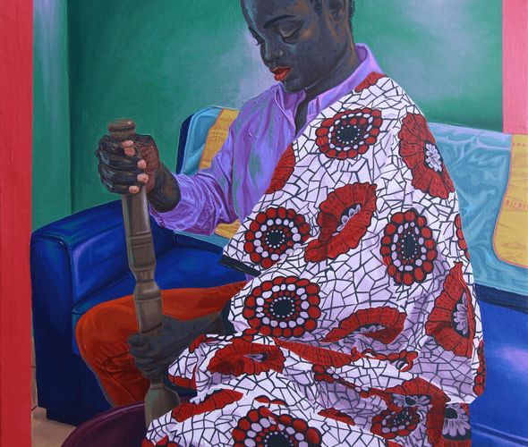 Victorien Bazo - Assise avec un pilon dans un seau