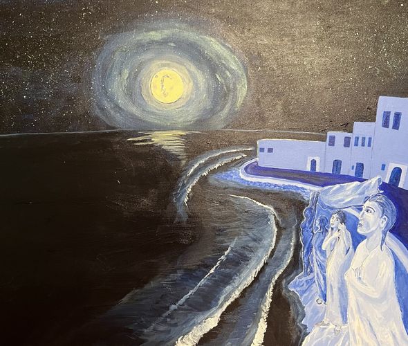 Massoud Hayoun - Our fearless mothers, who bathed in the shadows, 2022 - Acrylic on canvas - 61x91 cm