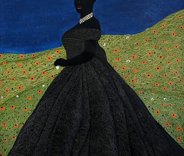 Nedia Were - The Black Wedding Dress, 2023 - 170 x 144 cm - Oil and Acrylic on Canvas