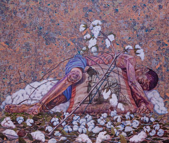 Jean-David Nkot - Untitled 1, 2022 - Mixed media on canvas - 176x200 cm