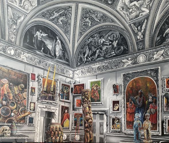 Franck Kemkeng Noah - At the Kemsi, 2023 - Acrylic on canvas - 160x200 cm