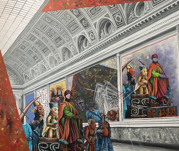 Franck Kemkeng Noah - Trône en Majesté Nfonrifoum, 2023 - Acrylic on canvas - 160x200 cm