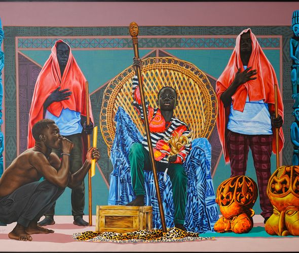 Dieudonne Djiela Kamgang - The song of the Griot, 2023 - Mixed media on canvas - 195x300 cm