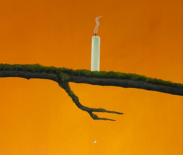 Houda Terjuman - Blowing the winds of destiny 2024 50x60cm Oil on canvas