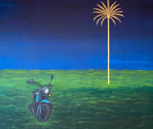 Houda Terjuman - Drifting to oblivion I 100x105cm Oil and acrylic on canvas 2023