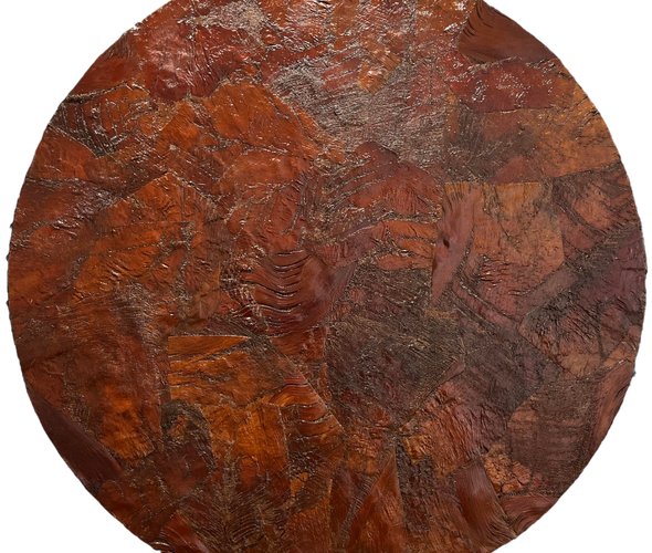Noureddine RejRaji light – Sans Titre, 2024 – pneu et caoutchouc sur panneau - 110x110cm
