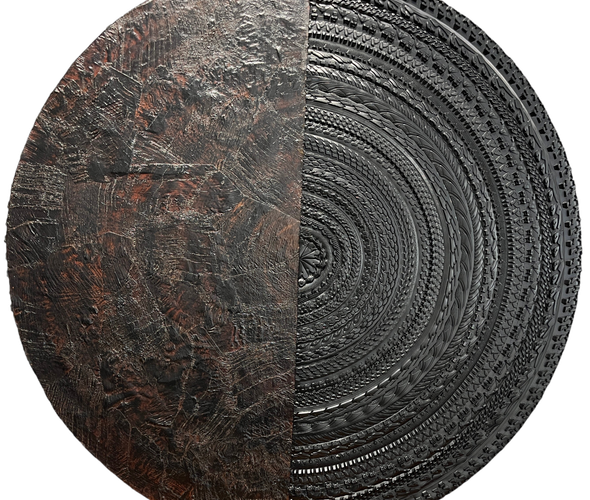 Noureddine RejRaji – Sans Titre, 2024 – pneu et caoutchouc sur panneau - 110x110cm