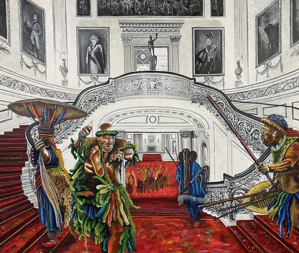 Franck Kemkeng Noah Esprit Zoulous-Bamiléké du Buckingham, 2022 Acrylic on canvas 135x175 cm