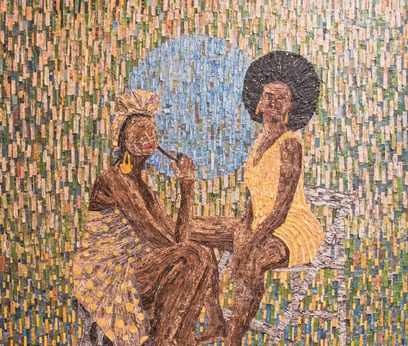 Amadou Opa Bathily - Intimate conversation II, 2022 - Mixed media on canvas - Courtesy African Arty.jpg