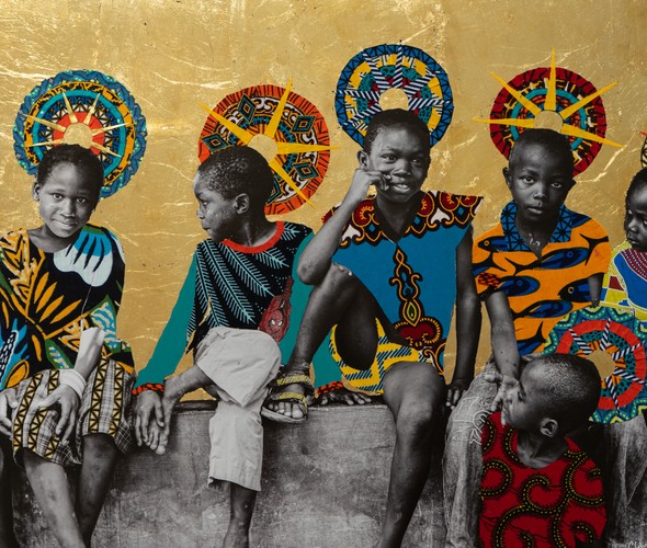 Claire Marboeuf - Angels, 2022 - Gold leaf and wax on photography - 45X61 cm - Courtesy African Arty light