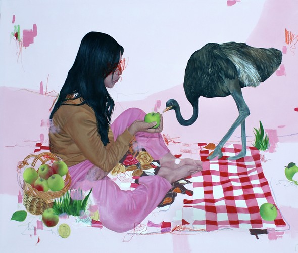 Rahma Lhoussig - Blended, 2022 - Mixed media on canvas - 80x100 cm
