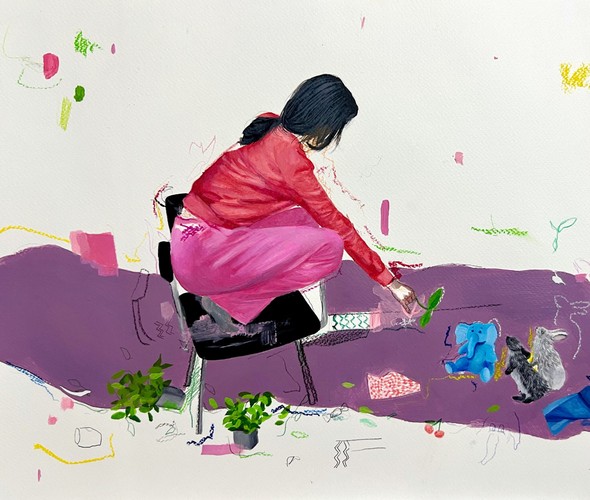 Rahma Lhoussig - Untitled-Mixedtechniqueonpaper-50x35cm-2023
