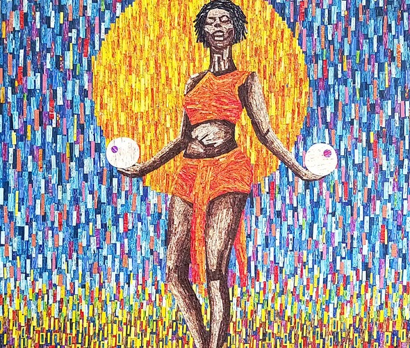 Amadou Opa Bathily - la connexion avec l'univers - 90x90 cm