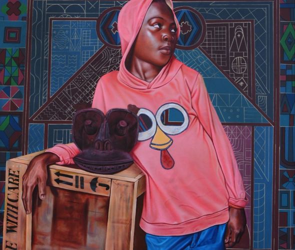Dieudonne DJIELA KAMGANG - Nkom child - Acrylique sur toile - 120x110cm