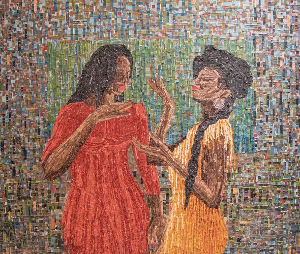 Amadou Opa Bathily - Intimate conversation I - Mixed media on canvas - Courtesy African Arty