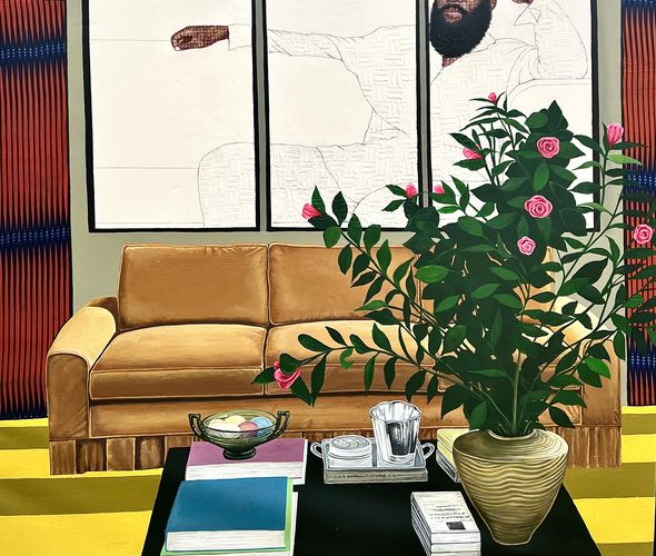 David Olatoye - In my Father’s house I, 2022 - Pen and acrylic on canvas - 122 x 122 cm