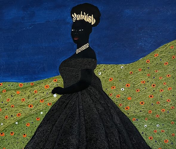 Nedia Were - The Black Wedding Dress, 2023 - 170 x 144 cm - Oil and Acrylic on Canvas