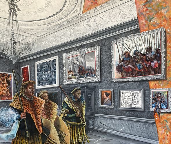 Franck Kemkeng Noah - the Warriors of tradition, 2023 - Acrylic on canvas - 110x130 cm
