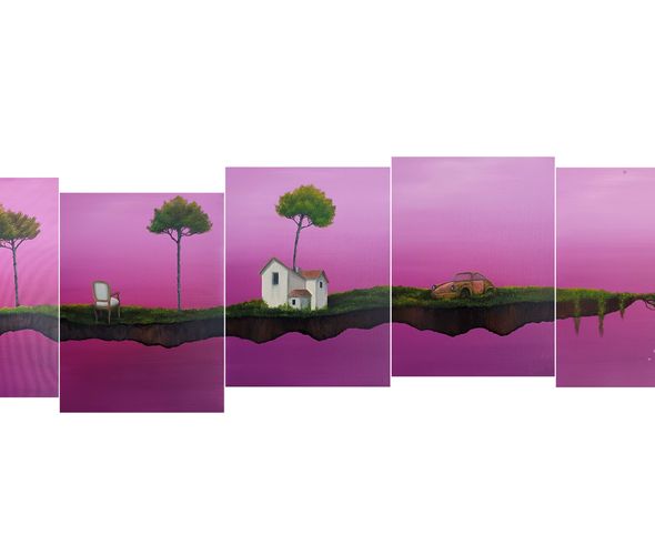 Houda Terjuman - Sans Titre, 2025 - Huile et acrylique sur toile - 40x180 cm