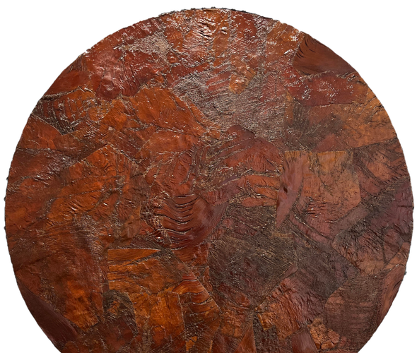 Noureddine RejRaji light Ã¢ÂÂ Sans Titre, 2024 Ã¢ÂÂ pneu et caoutchouc sur panneau - 110x110cm