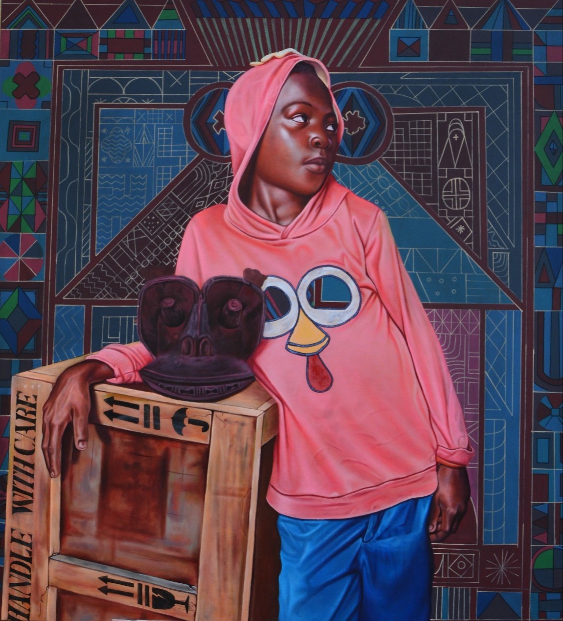 Dieudonne DJIELA KAMGANG - Nkom child - Acrylique sur toile - 120x110cm