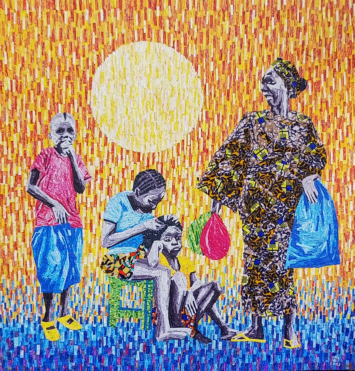 Amadou Opa Bathily - l'espoir derrière l'autre côté de mûr ( Série adolescence) - 90x90cm