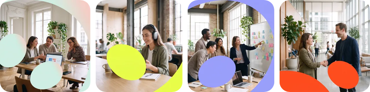 Fondateurs de startup qui présentent leur produit et échangent avec leurs clients