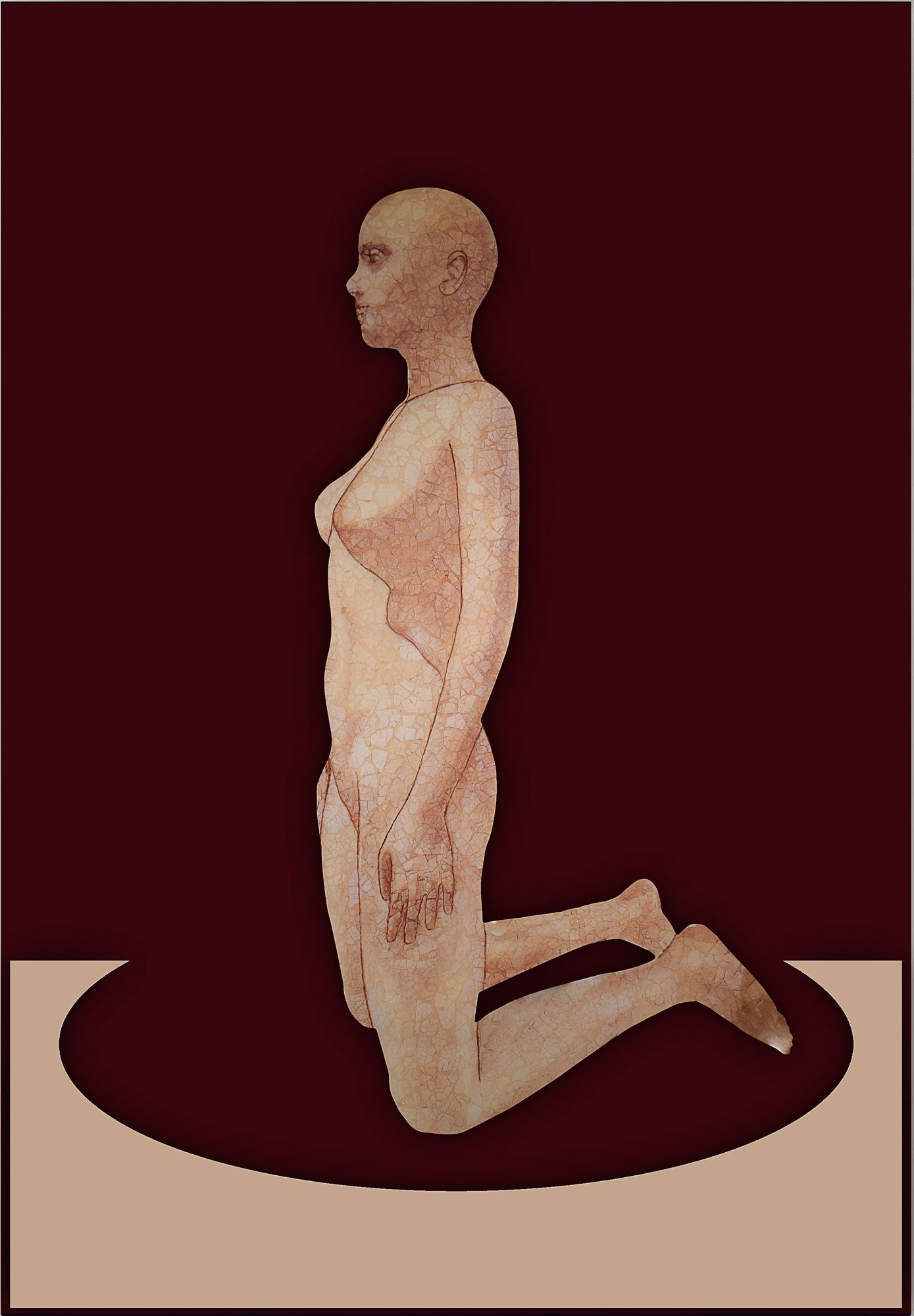 Mohammed Arrhioui Ã¢ÂÂ Sans Titre, 2024 Ã¢ÂÂ Coquille dÃ¢ÂÂÃÂuf et rÃÂ©sine sur bois - 97x142x2,5cm2