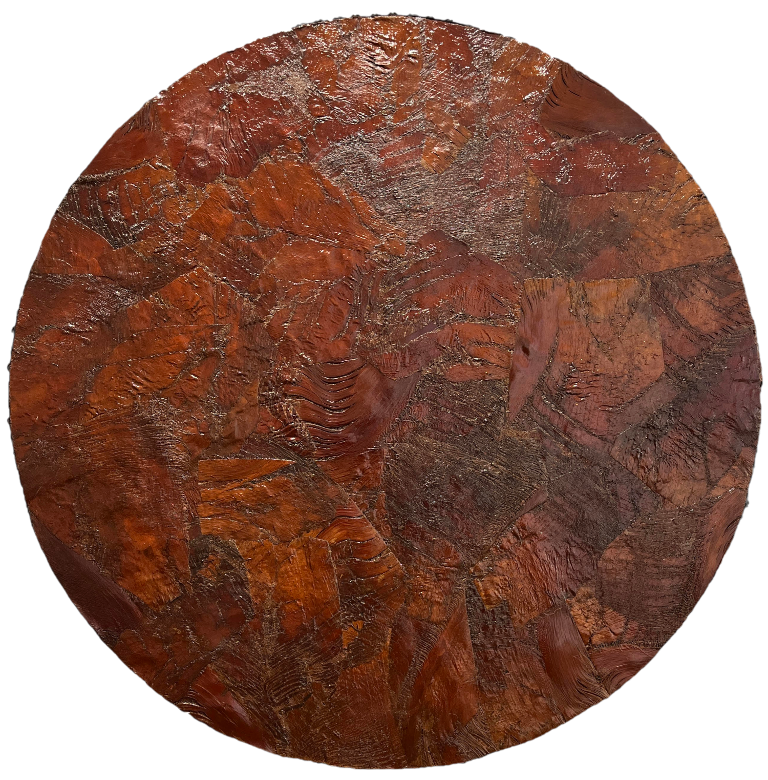Noureddine RejRaji light Ã¢ÂÂ Sans Titre, 2024 Ã¢ÂÂ pneu et caoutchouc sur panneau - 110x110cm